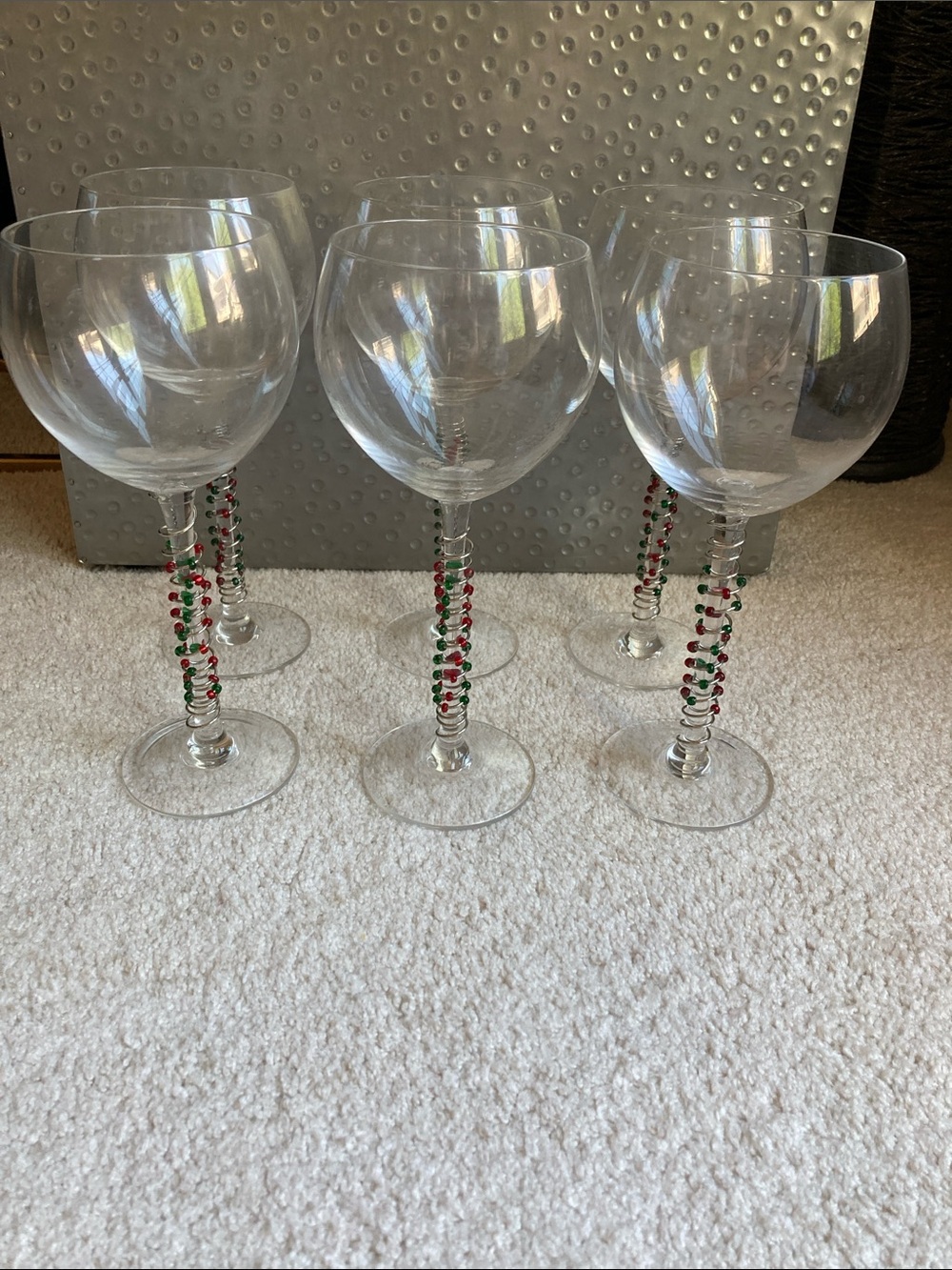 Lenox set of 6 beaded gems balloon wine glasses